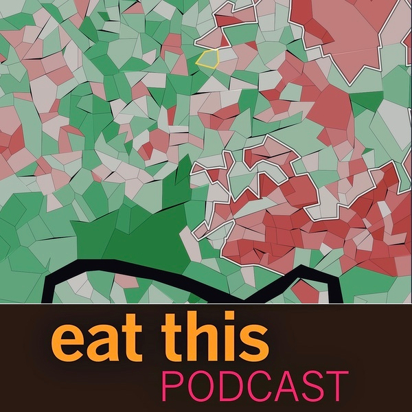 Podcast artwork including part of a map showing the composite “affluence” score for areas of London. Greener is more affluent, redder less so.