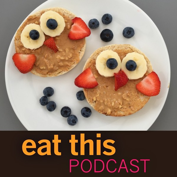 Toasted muffins with peanut butter, gussied up to look like owls with banana and blueberry eyes and strawberry wings and beak. Desperation driven, I reckon.
